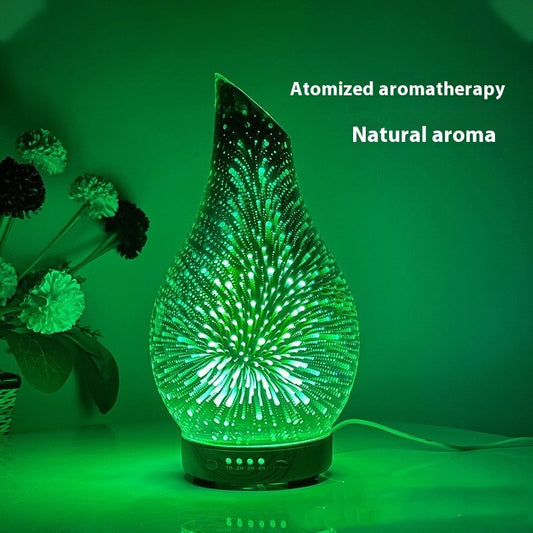 3D Glass Wood Grain Bevel Ultrasonic Cool Mist Humidifier