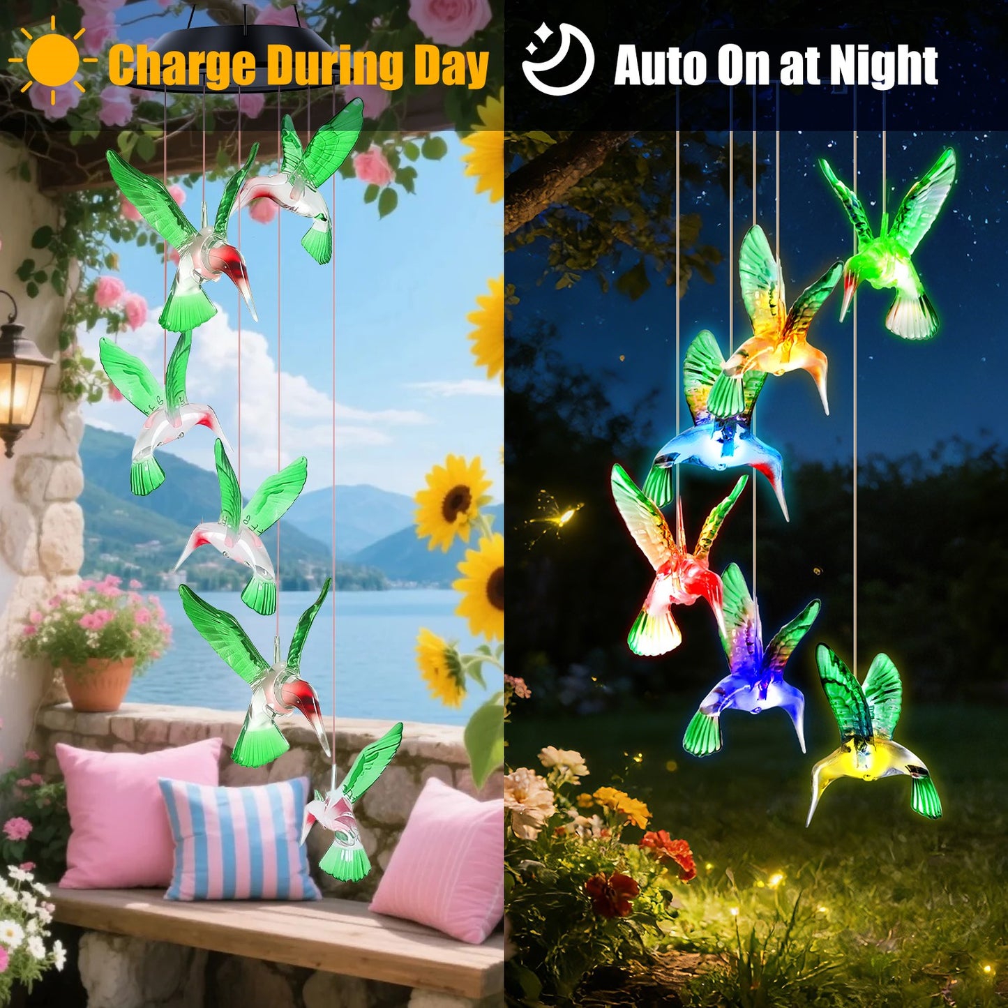 2Pcs Solar Hummingbird