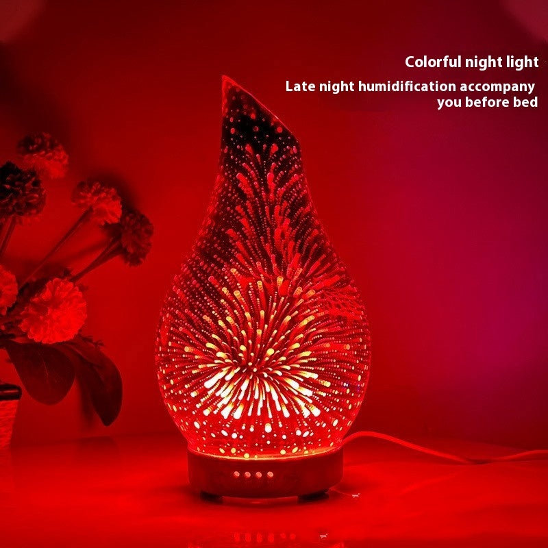3D Glass Wood Grain Bevel Ultrasonic Cool Mist Humidifier
