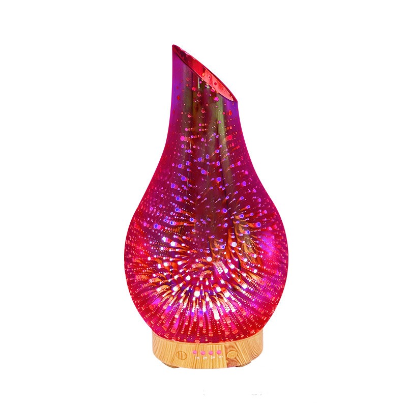 3D Glass Wood Grain Bevel Ultrasonic Cool Mist Humidifier