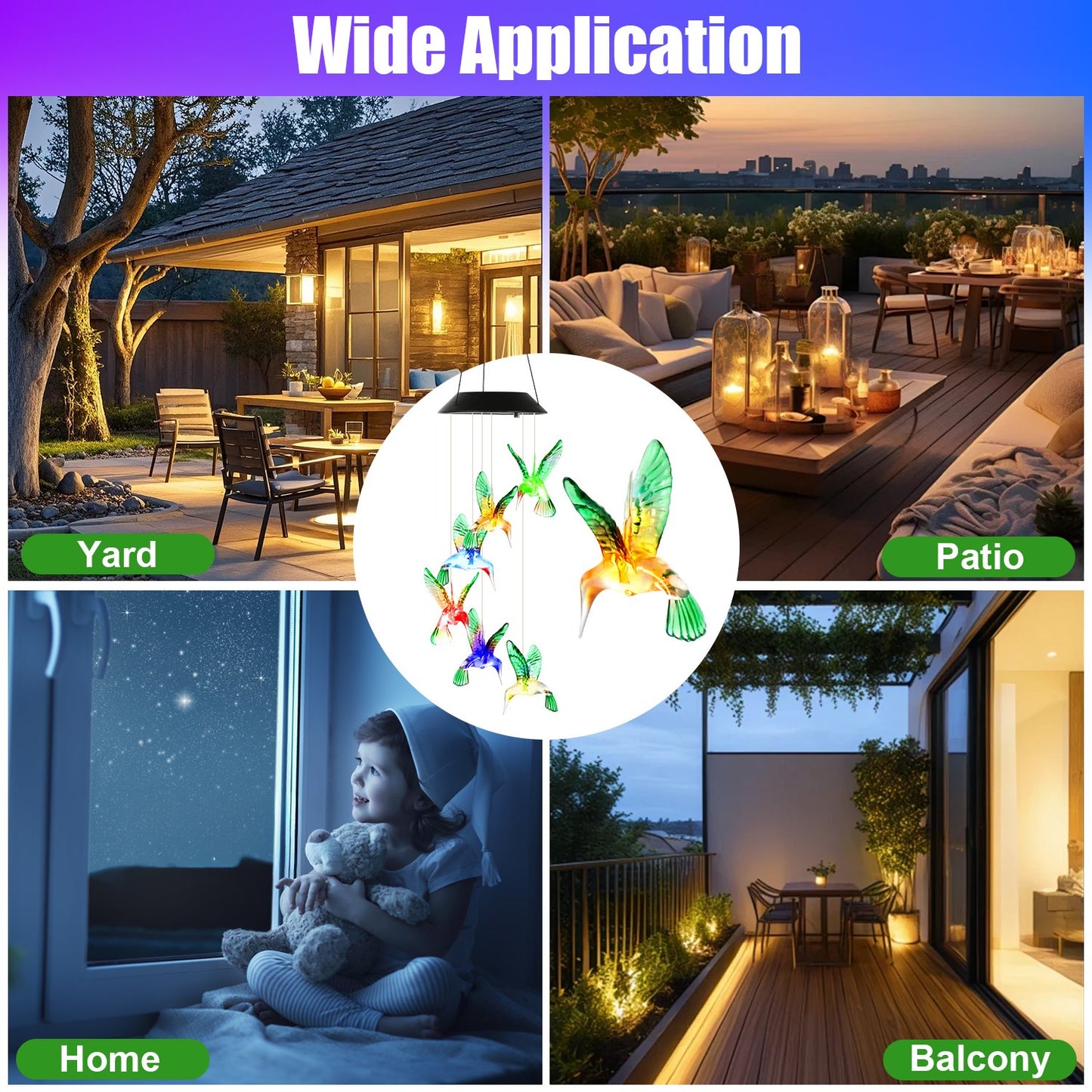 2Pcs Solar Hummingbird