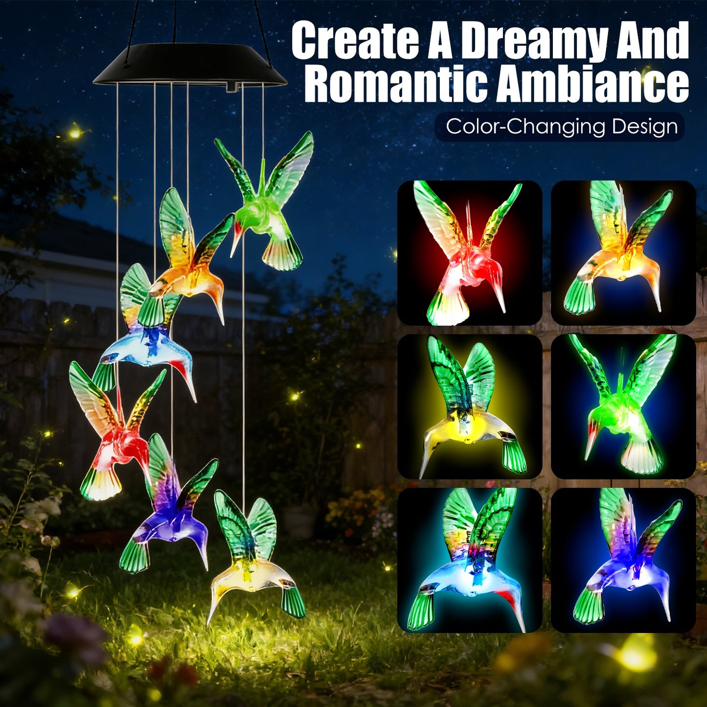 2Pcs Solar Hummingbird