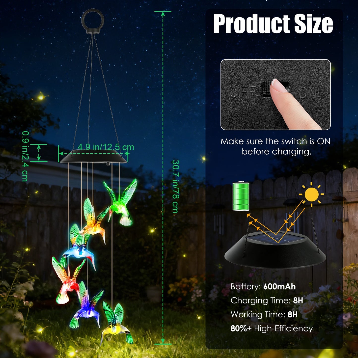 2Pcs Solar Hummingbird